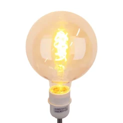 Lot de 2 ampoules LED douille E27, 5 watts D: 12,5cm, métal et verre, ambre