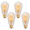 Lot de 4 ampoules LED douille E27 4 watts, en métal et verre, blanc chaud