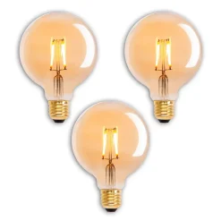Lot de 3 ampoules LED douille E27 4,1 watts , en métal et verre, blanc chaud