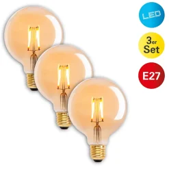 Lot de 3 ampoules LED douille E27 4,1 watts , en métal et verre, blanc chaud