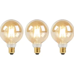 Lot de 3 ampoules LED E27 dimmables à la chaleur G95 or 8W 806lm 2000-2700K