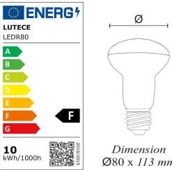 Lot de 10 ampoules LED E27 R80 10W (équiv. 75W) 1055Lm 3000K - garantie 5 ans