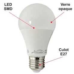 Lot de 10 ampoules LED E27 standard 11,1W 1055Lm 3000K - garantie 2 ans