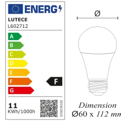 Lot de 10 ampoules LED E27 11,1W 1055Lm 3000K - garantie 5 ans