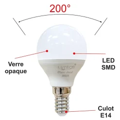 Lot de 10 ampoules LED E14 4,5W 330Lm 3000K - garantie 5 ans