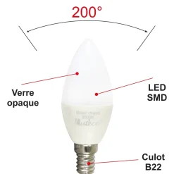 Lot de 10 ampoules LED E14 4,9W 470Lm 2700K - garantie 5 ans