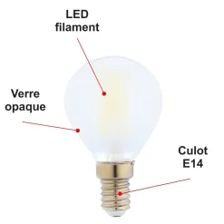 Lot de 10 ampoules LED filament E14 4W 470Lm 2700K - garantie 2 ans