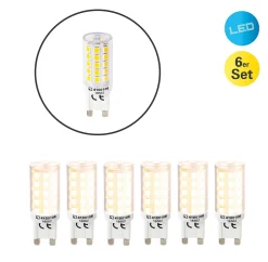 Lot de 6 ampoules LED G9, 3,5 watts, en plastique, blanc chaud