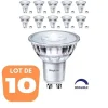 Lot de 10 ampoules LED GU10 5.5W (Eq. 50W) 4000K 38 degrés Dimmable