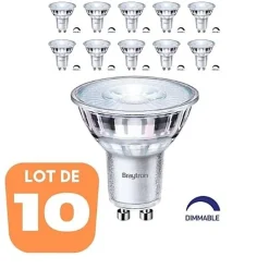 Lot de 10 ampoules LED GU10 5.5W (Eq. 50W) 4000K 38 degrés Dimmable