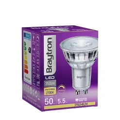 Lot de 10 ampoules LED GU10 5.5W (Eq. 50W) 4000K 38 degrés Dimmable