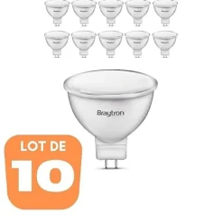 Lot de 10 ampoules LED GU5.3 5W (Eq. 32W) 4000K 110 degrés