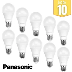 Lot de 10 ampoules LED Panasonic E27 A60 8.5W E27 2700K