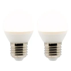 Lot de 2 ampoules LED sphériques E27 5W - Blanc chaud - 400lm 2700K - Zenitech