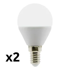 Lot de 2 ampoules LED sphériques E14 5W - Blanc chaud - 400lm 6500K - Zenitech