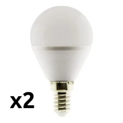 Lot de 2 ampoules LED sphériques E14 5W - Blanc chaud - 400lm 6500K - Zenitech