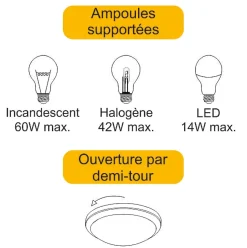 Lot de 5 appliques d'extérieur Hublot E27 rond IP44 IK10 - garantie 5 ans