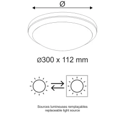 Lot de 5 appliques d'extérieur Hublot E27 rond IP44 IK10 - garantie 5 ans