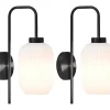 Lot de 2 appliques murales en métal et verre texturé blanc - L.25 x H.41 cm - Noir- LOUXOR
