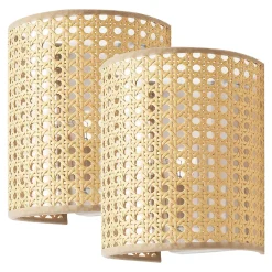 Lot de 2 appliques murales Ascot E27 20 x 16 x 12 cm blanc aspect rotin lux.pro