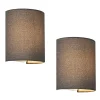 Lot de 2 Appliques Murales Brüssel en Forme Demi-Cercle E27 20 x 18 x 13 cm Gris lux.pro