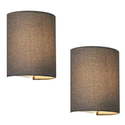 Lot de 2 Appliques Murales Brüssel en Forme Demi-Cercle E27 20 x 18 x 13 cm Gris lux.pro