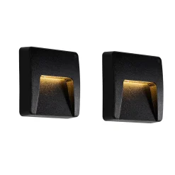 Lot de 2 appliques murales extérieures carrées noires avec LED IP65 - Gem