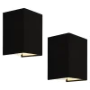 Lot de 2 Appliques Murales Schwerin Forme Angulaire E27 20 x 16 x 13 cm Noir lux.pro