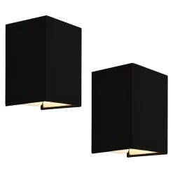 Lot de 2 Appliques Murales Schwerin Forme Angulaire E27 20 x 16 x 13 cm Noir lux.pro