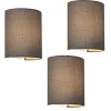Lot de 3 Appliques Murales Brüssel en Forme Demi-Cercle E27 20 x 18 x 13 cm Gris lux.pro