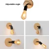 Lot de 2 appliques murales en bois avec douille E27, style vintage et rustique