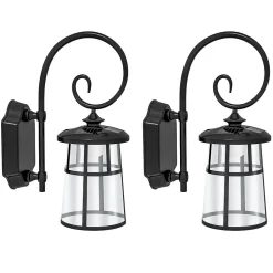 Lot de 2 appliques murales solaires LED extérieures métal ABS noir