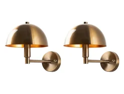 Lot de 2 appliques murales champignon en métal effet laiton - H. 29 x D. 20 cm - ELDO