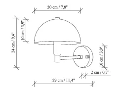 Lot de 2 appliques murales champignon en métal effet laiton - H. 29 x D. 20 cm - ELDO