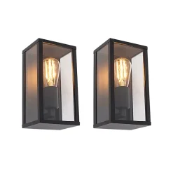 Lot de 2 appliques murales industrielles noires 26 cm IP44 - Charlois