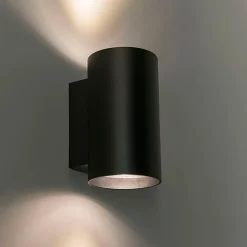 Lot de 2 appliques murales modernes rondes noires 2 lumières - Sandy