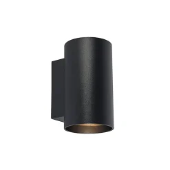 Lot de 2 appliques murales modernes rondes noires 2 lumières - Sandy