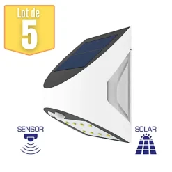 Lot de 5 appliques murales solaires à LED 3W IP54 avec détecteur de mouvement