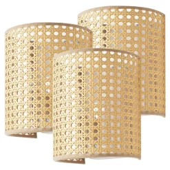 Lot de 3 appliques murales Ascot E27 20 x 16 x 12 cm blanc aspect rotin lux.pro