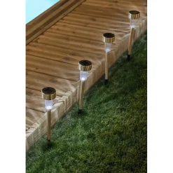 Lot de 4 Balises solaires inox H33,5cm-lumière blanche 5 lumens-idéale pour bordures ou allées