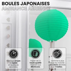 Lot de 12 Boules Japonaises Vert d'eau 30 cm
