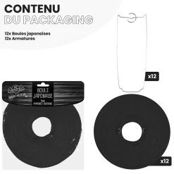 Lot de 12 Boules Japonaises Noires 20 cm