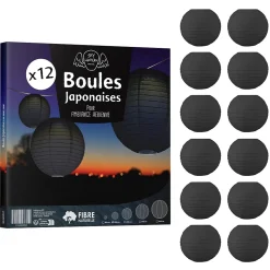 Lot de 12 Boules Japonaises Noires 20 cm