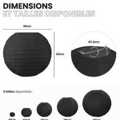 Lot de 12 Boules Japonaises Noires 20 cm