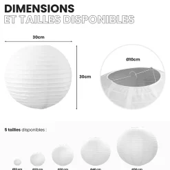 Lot de 12 Boules Japonaises Blanches 30 cm