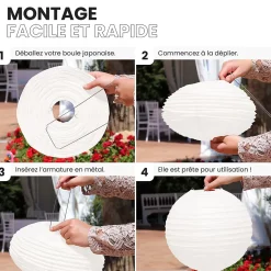 Lot de 12 Boules Japonaises Blanches 30 cm