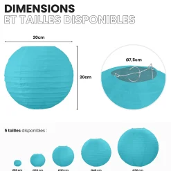 Lot de 12 Boules Japonaises Turquoise 20 cm
