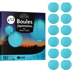 Lot de 12 Boules Japonaises Turquoise 20 cm