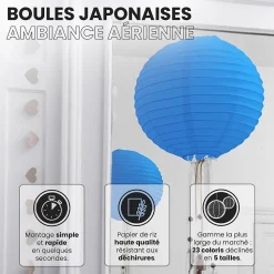 Lot de 12 Boules Japonaises Bleu Roi 20 cm