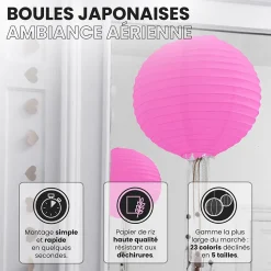 Lot de 12 Boules Japonaises Fuchsia 20 cm